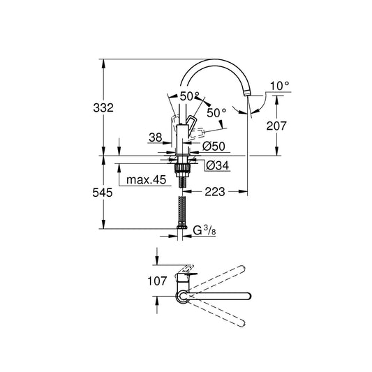Grifo de cocina Grohe Bauloop extra alta