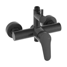 Columna de grifería para ducha monomando Stillo Zeus negro rociador mural 2 vías Ø250mm