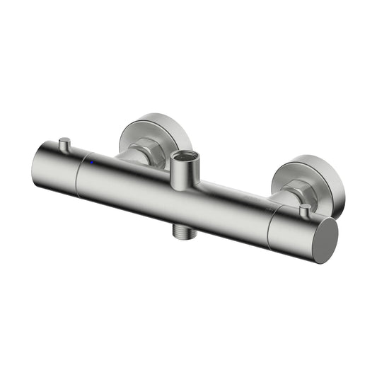 Columna de grifería para ducha termostático Stillo Hades apariencia acero inoxidable rociador mural 2 vías Ø250mm maneral de 3 funciones