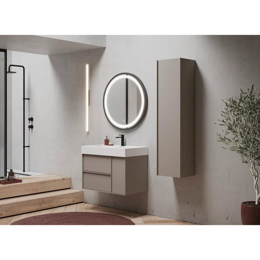 Lavabo rectangular Stillo Nival Plus 600x460mm sobre encimera blanco con faldón seno centrado