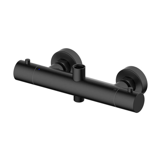 Columna de grifería para ducha termostático Stillo Hades negro mate rociador mural 2 vías Ø250mm maneral de 3 funciones