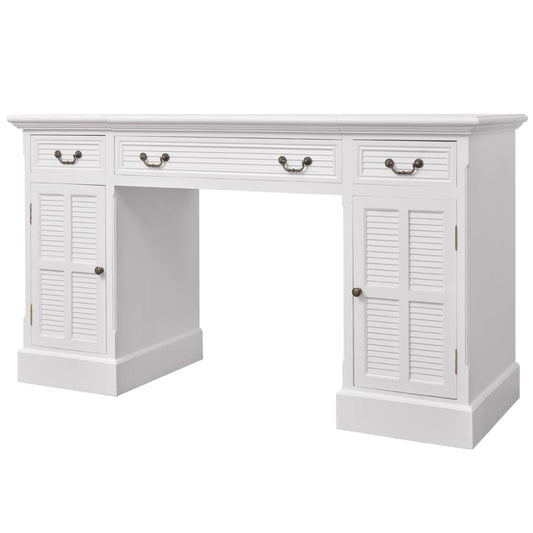 Escritorio De Pedestal Doble Blanco 140X48X80 Cm