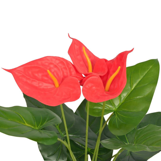 Planta De Anturio Artificial Con Maceta 45 Cm Roja Y Amarilla