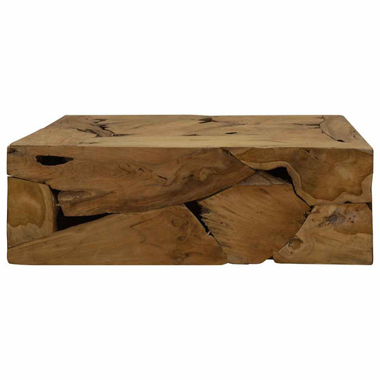 Mesa De Centro De Teca Genuina Marrón 90X50X30 Cm