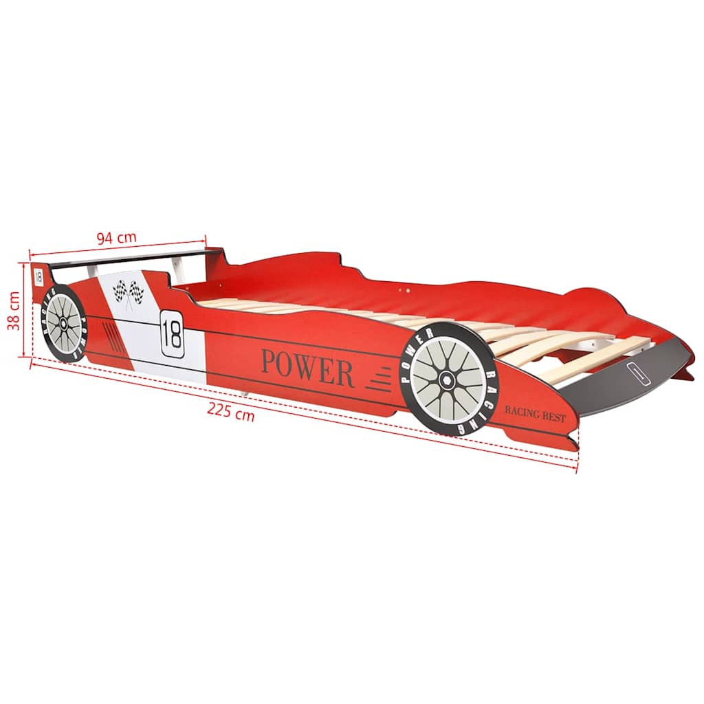 Cama Con Forma De Coche De Carreras Para Niños Roja 90X200 Cm