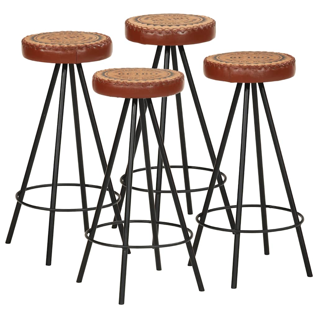 Taburetes De Barra De Cocina 2 Unidades Cuero Auténtico