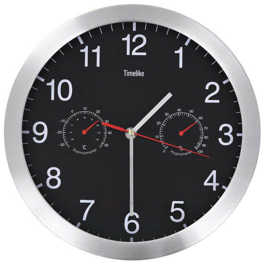 Reloj De Pared De Cuarzo Higrómetro Y Termómetro 30 Cm