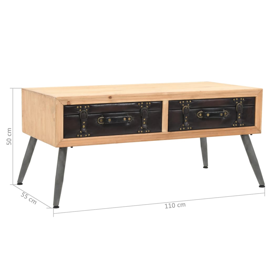Mesa De Centro De Madera Maciza De Abeto 115X55X50 Cm