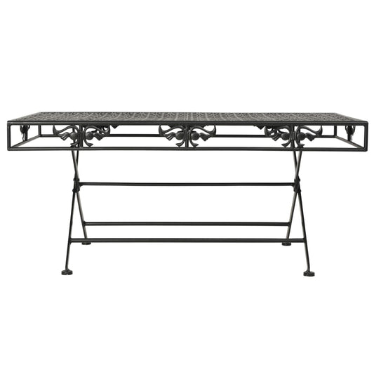 Mesa De Centro Plegable Estilo Vintage Metal Negro 100X50X45 Cm