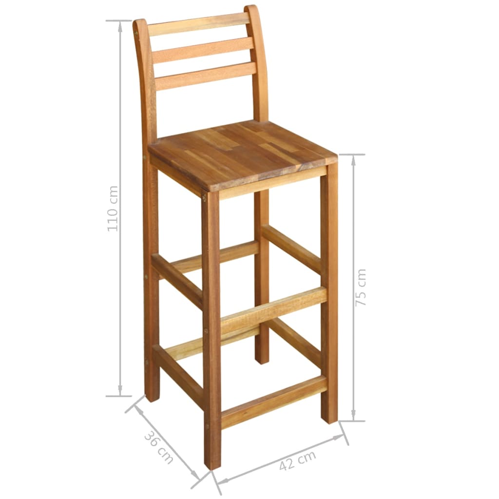 Set Mesa De Bar Y Sillas 7 Piezas De Madera De Acacia Maciza