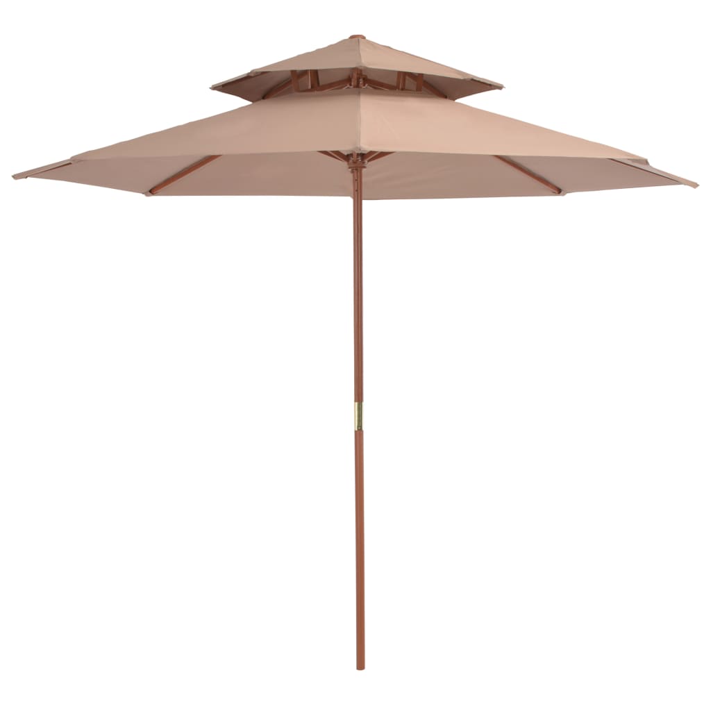 Sombrilla De Dos Niveles Palo De Madera 270 Cm