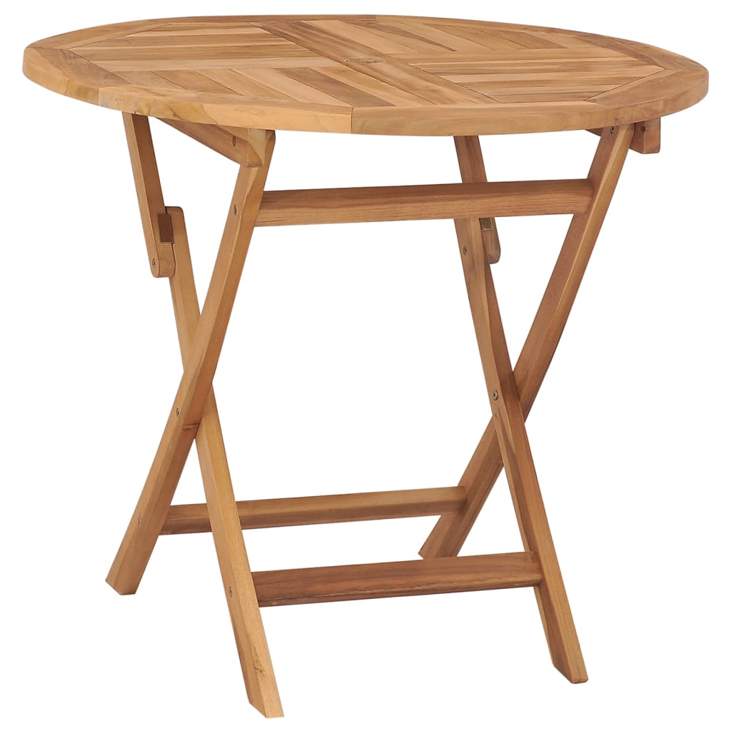 Mesa De Jardín Plegable Madera De Teca Maciza 85X85X76 Cm