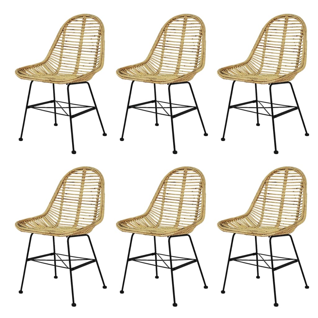 Sillas De Comedor 6 Unidades Ratán Natural