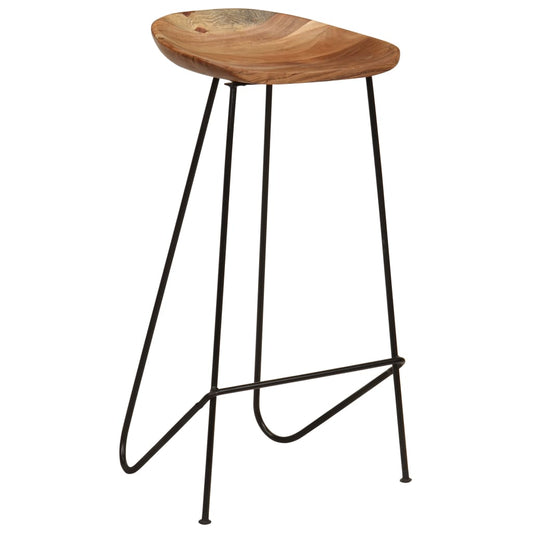 Taburetes De Cocina 2 Unidades Madera Maciza De Acacia