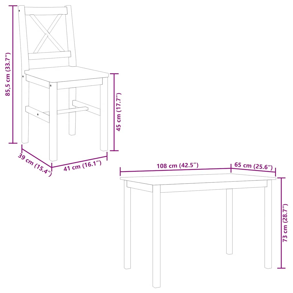 Juego De Muebles De Comedor 5 Piezas