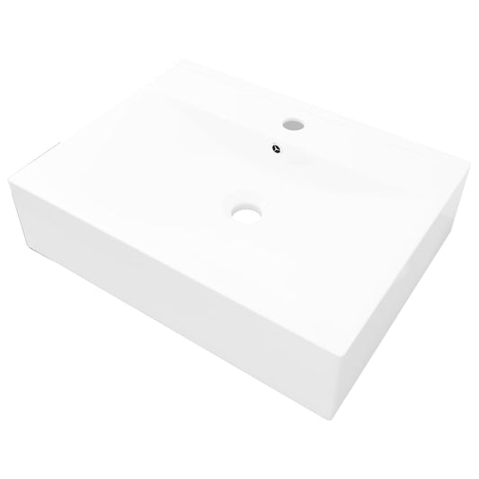 Lavabo De Cerámica Rectangular Con Orificio De Grifo 60X46 Cm