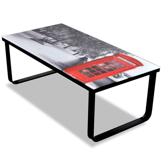 Mesa De Centro Superficie De Vidrio Estampado Cabina Telefónica