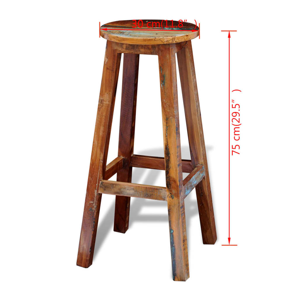 Taburete De Bar Madera Maciza Reciclada