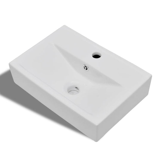 Lavabo Rectangular De Cerámica Hueco De Grifo/Desagüe