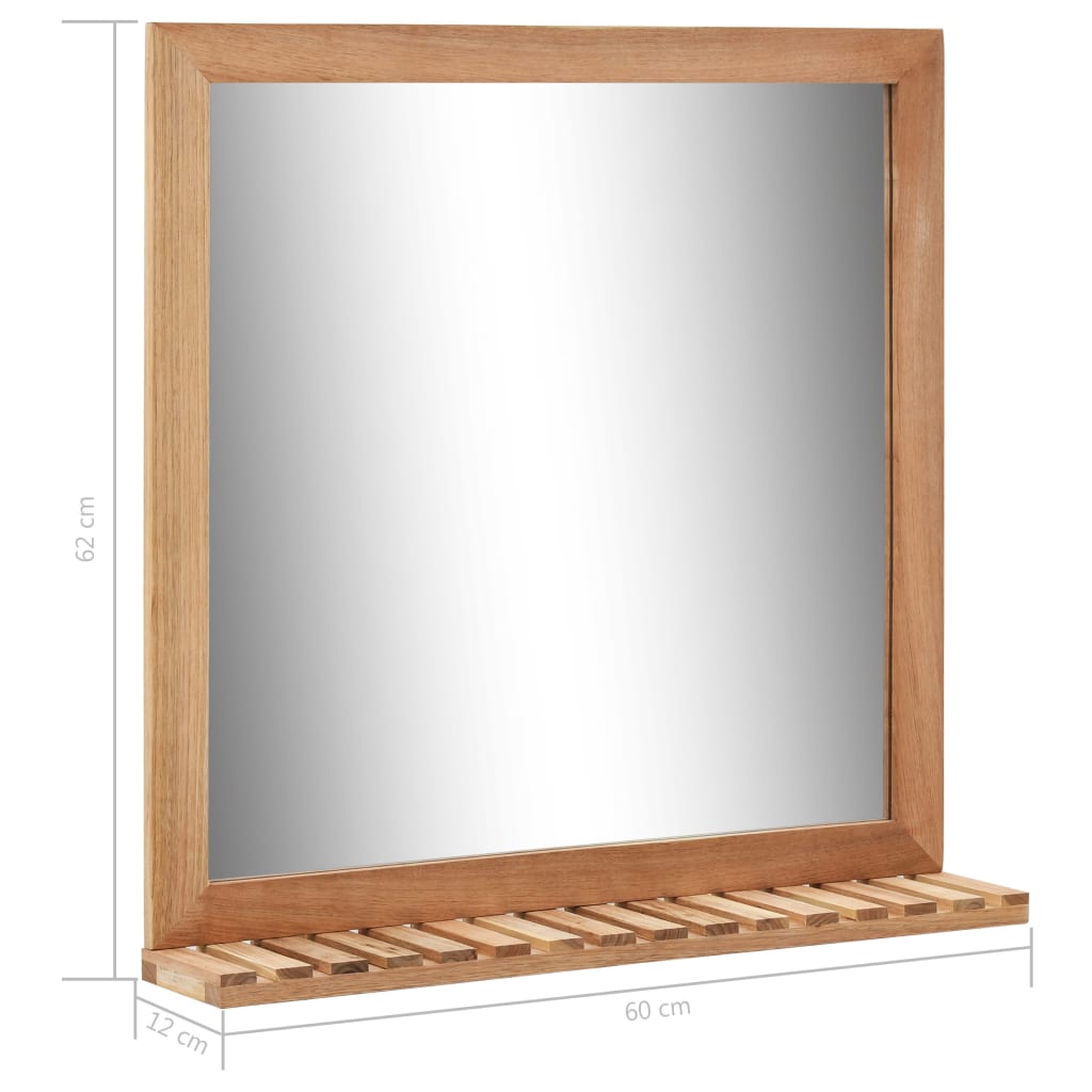 Espejo De Cuarto De Baño Madera Maciza De Nogal 60X12X62 Cm