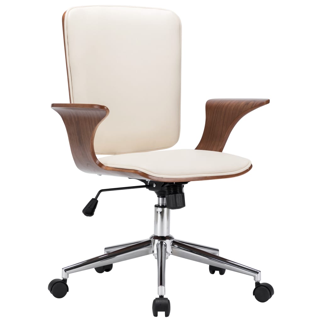 Silla De Oficina Giratoria Madera Curvada Y Cuero Artificial