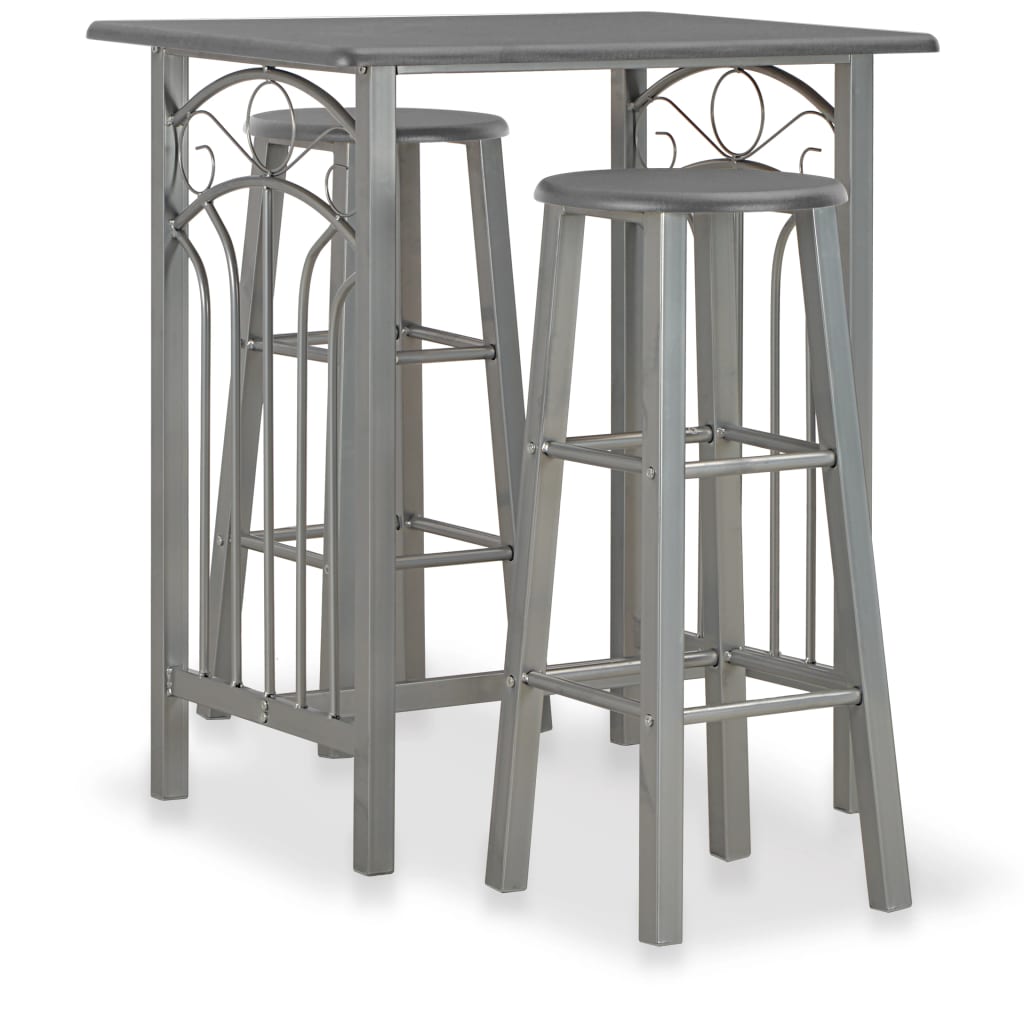 Set Mesa De Desayuno/Comedor Madera Marrón Con Acero Negro