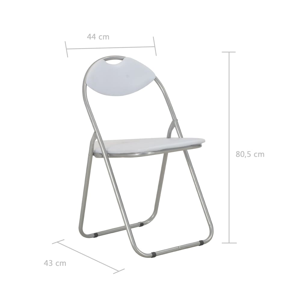 Sillas Plegables, 2 Unidades, Piel Sintética Blanca