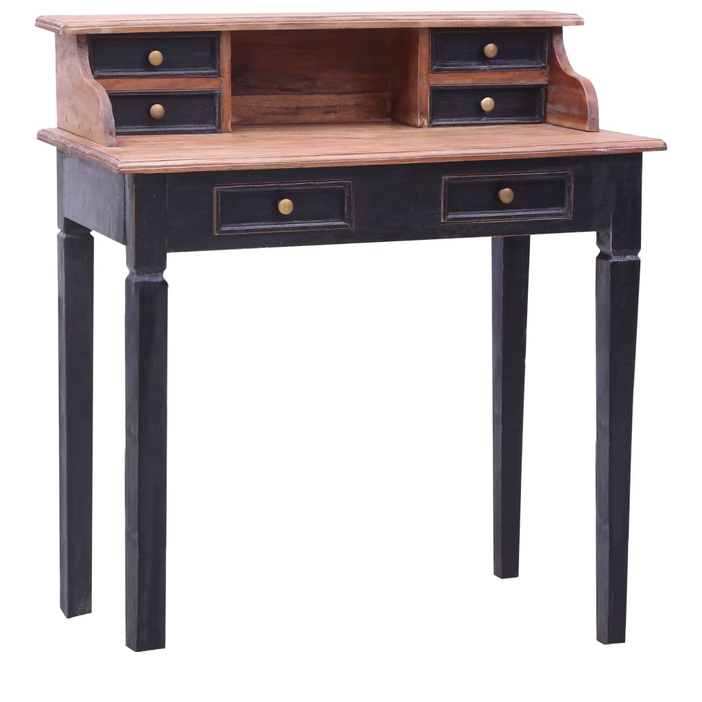 Escritorio Con Cajones Madera Maciza De Caoba 90X50X101 Cm