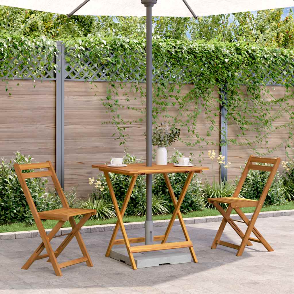 Mesa De Jardín Plegable Madera Maciza De Acacia 90X90X75 Cm