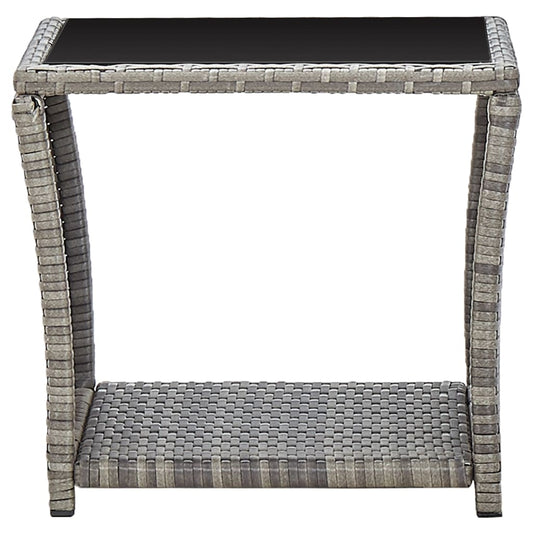 Mesa De Centro De Ratán Sintético Y Vidrio 45X45X40 Cm