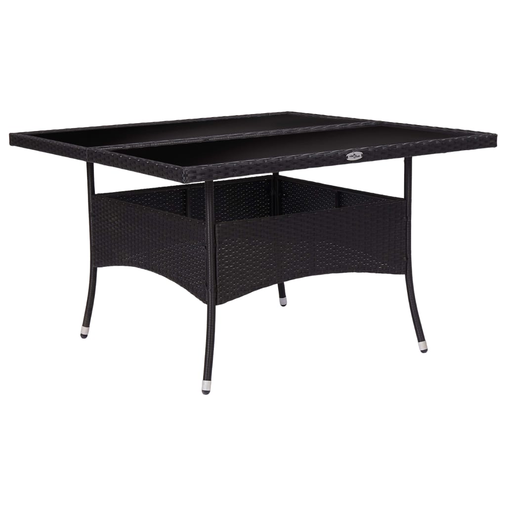 Mesa De Comedor De Jardín Ratán Sintético Y Vidrio