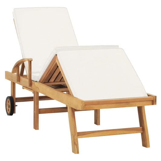 Tumbona Con Cojín Madera Maciza De Teca