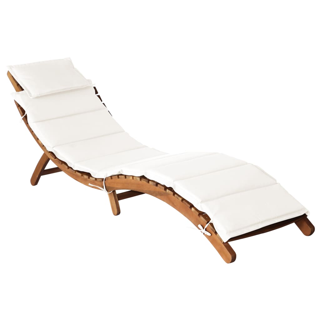 | Tumbona | Con Cojín Taupe 55 X 184 X 64Cm Madera De Acacia Sólida
