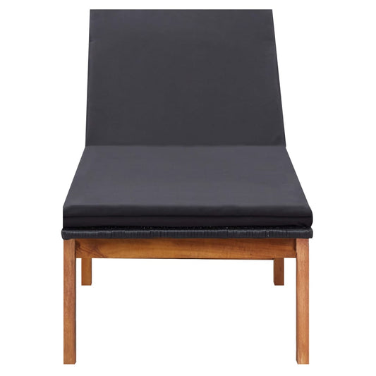 Tumbona Con Cojín Ratán Sintético Y Madera Maciza De Acacia