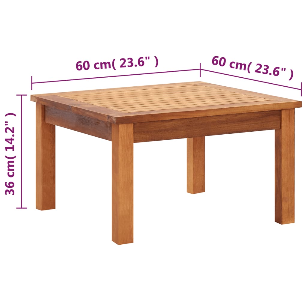 Mesa De Centro De Jardín Madera Maciza De Acacia