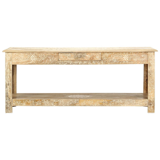 Mesa De Centro Pintada A Mano Madera Maciza Mango 110X50X45 Cm