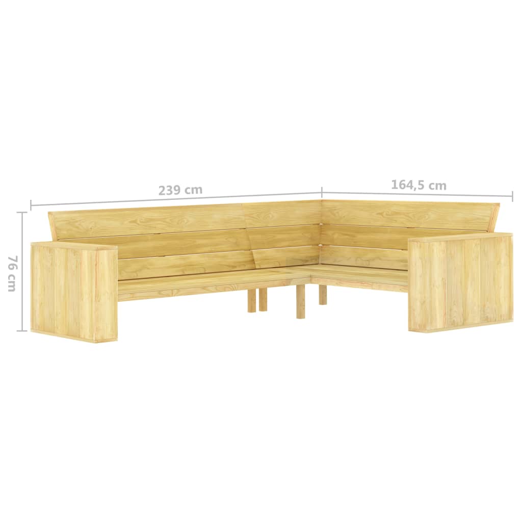 Banco De Jardín De Madera De Pino Impregnada 239 Cm