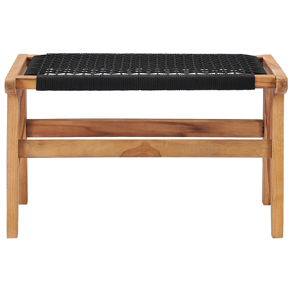 Tumbona Con Reposapiés Madera Maciza De Teca Y Cuerda