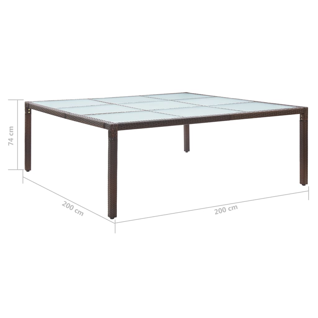Mesa De Comedor De Jardín Ratán Sintético 200X200X74 Cm
