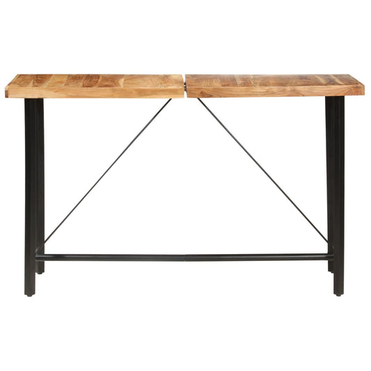 Set Muebles De Bar 9 Pzas Madera Maciza Acacia Cuero Auténtico