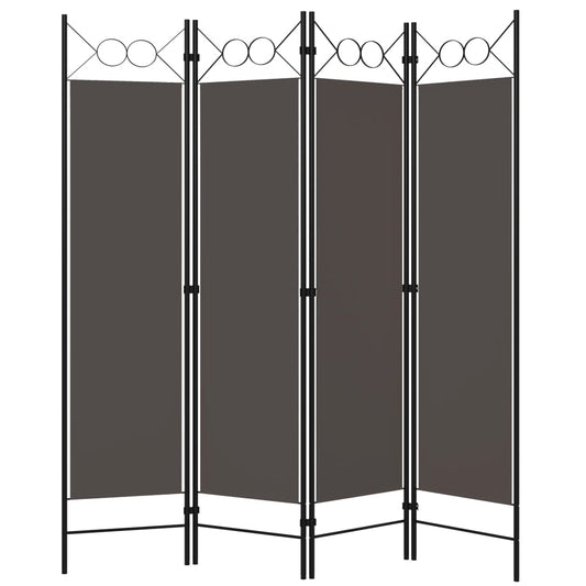 Biombo Divisor De 4 Paneles Gris 160X180 Cm
