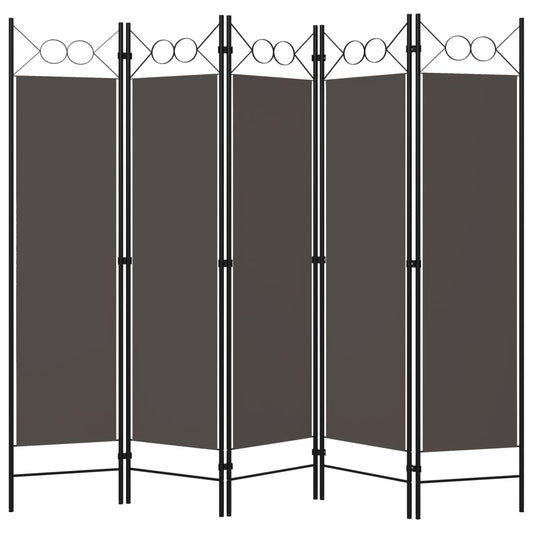 Biombo Divisor De 5 Paneles Gris 200X180 Cm