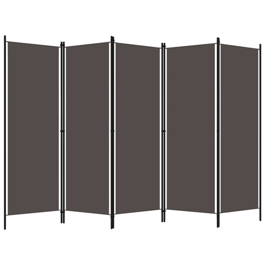 Biombo Divisor De 5 Paneles Gris 250X180 Cm