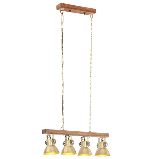 Lámpara De Techo Industrial Madera De Mango Latón E27