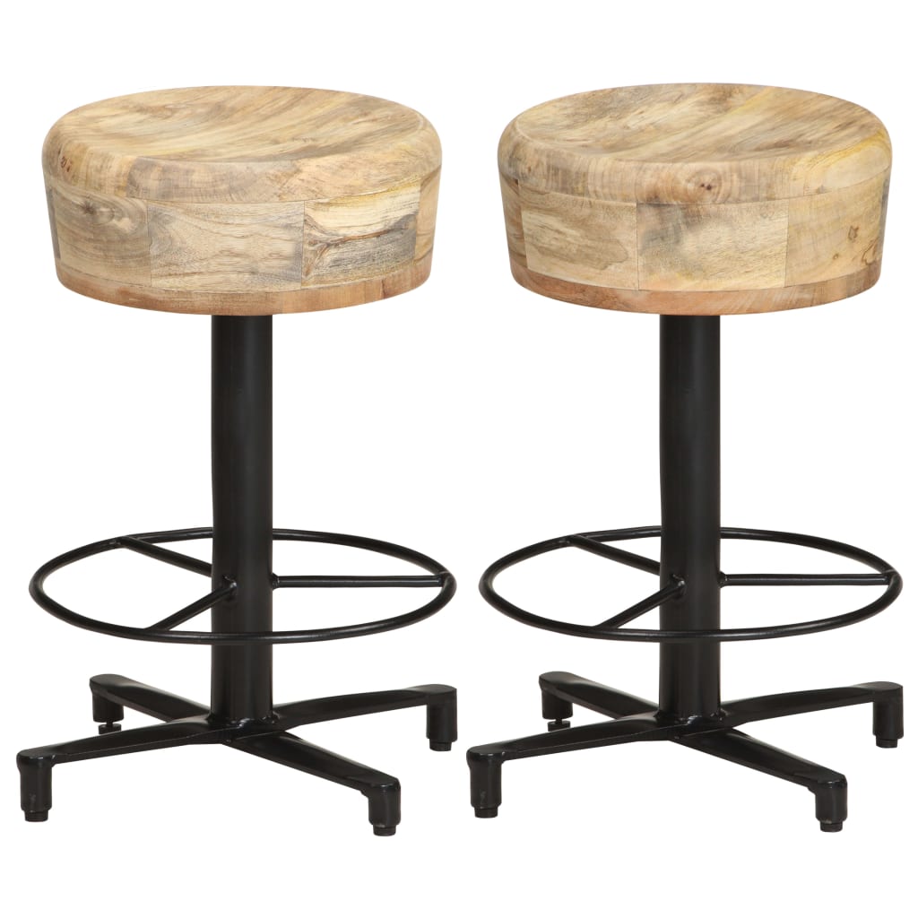 Taburetes De Cocina 2 Unidades Madera Maciza De Mango