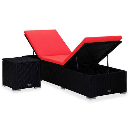 Tumbona Con Cojín Y Mesita De Ratán Sintético