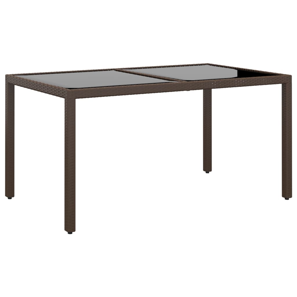 Mesa De Jardín Superficie De Vidrio Ratán Pe Gris 150X90X75 Cm