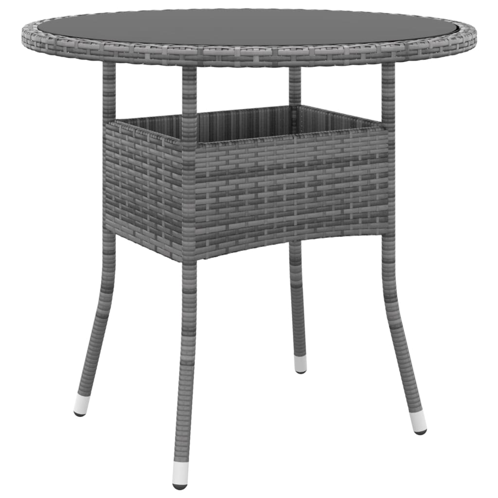 Mesa De Jardín Vidrio Templado Ratán Sintético Ø80X75 Cm