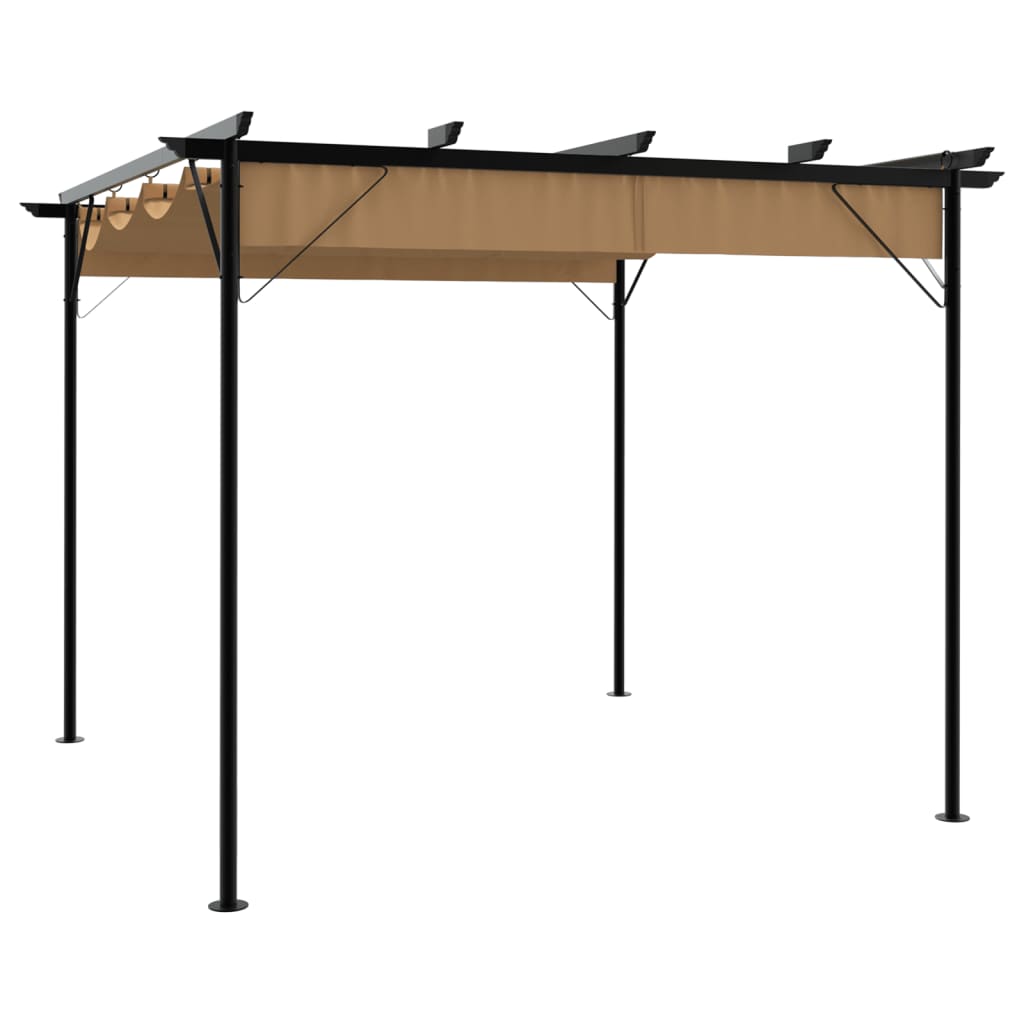 Pérgola Con Tejado Retráctil Acero Gris 3X3M 180 G/M²