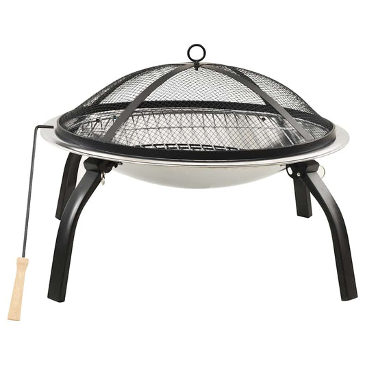 Brasero Y Barbacoa 2 En 1 Atizador Acero Inoxidable 56X56X49 Cm